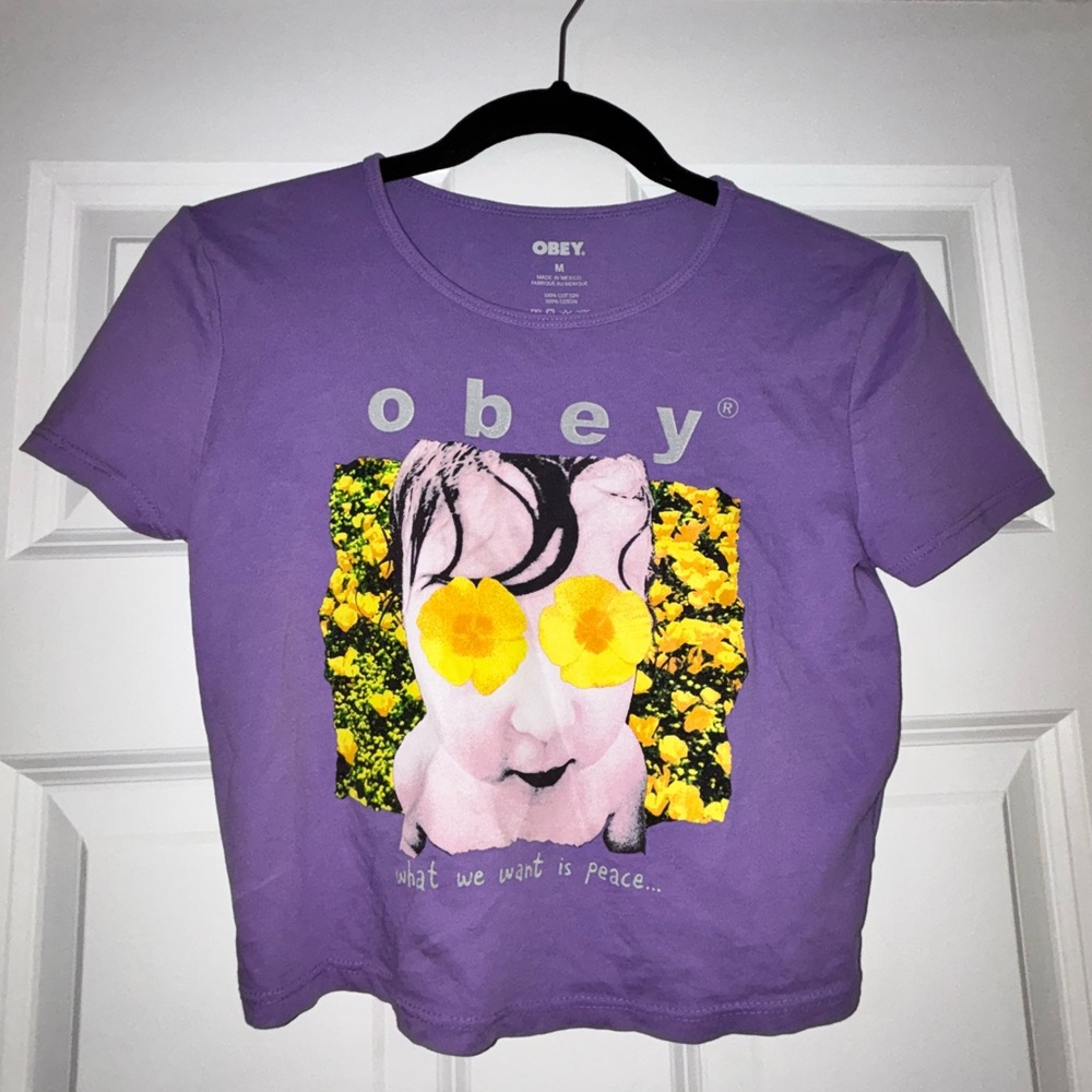 Obey Purple Graphic T-Shirt